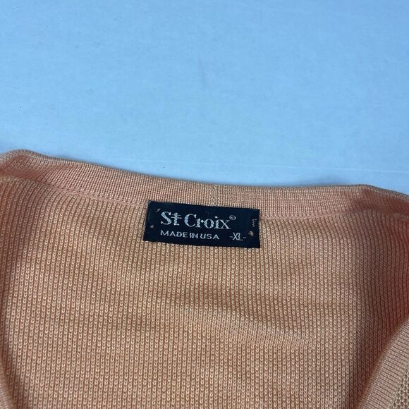 Vintage St. Croix Men’s XL Cotton Sweater Peach V-Neck Made in USA Minor Flaws - Picture 4 of 12